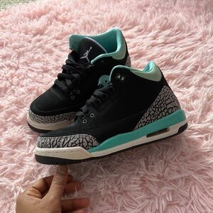 Jordan Black and Bleached Turquoise (Tiffany Blue) Jordan 3s Sneakers